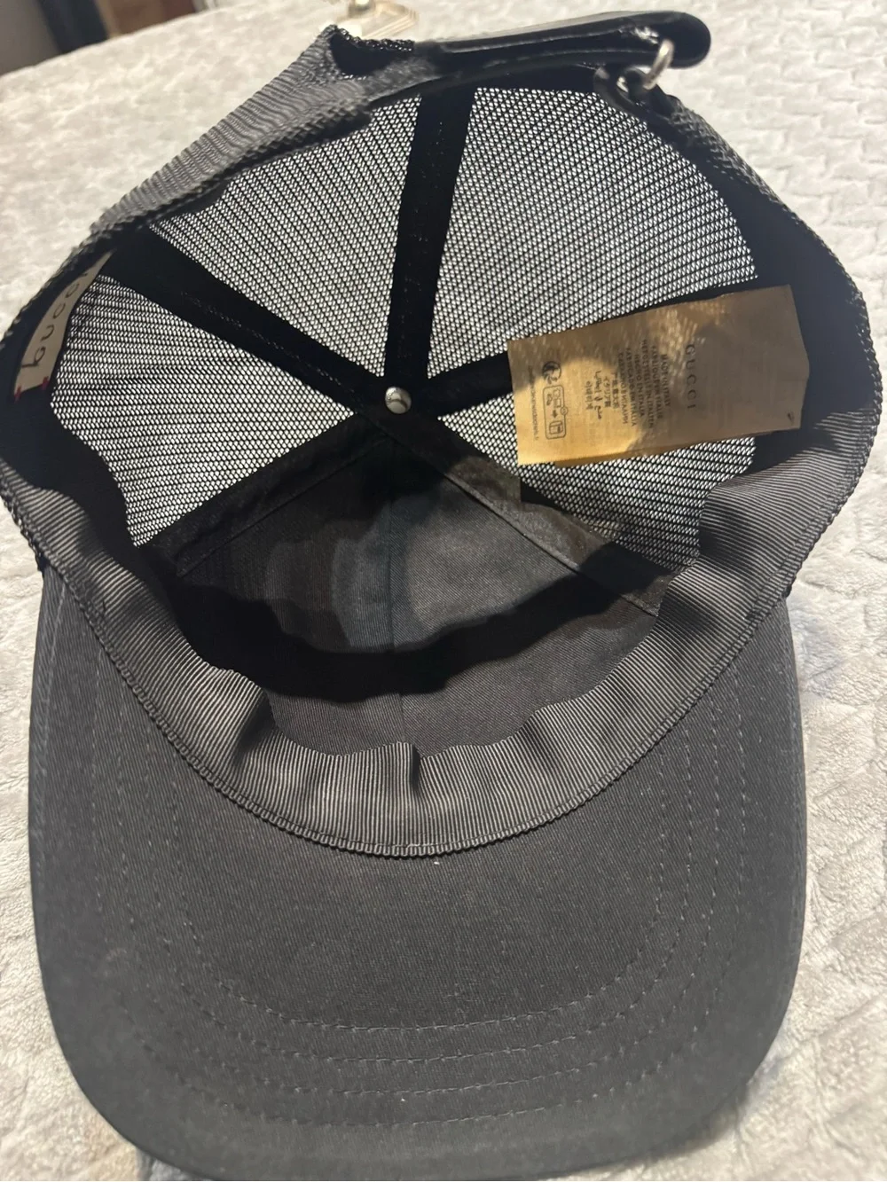 Gucci Black Baseball Cap with Red Logo